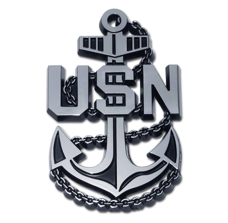 Elektroplate Officially Licensed USN Navy Anchor OEM Chrome Emblem for Cars, Trucks, and All Auto | Universal Fit at 3.25" x 2.1" | Weatherproof - Image 1